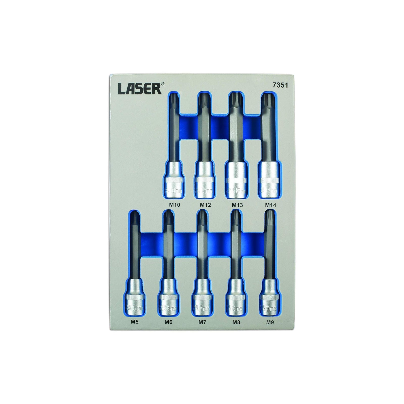 Laser Tamperproof Ribe Socket Bit Set 1/2"D 9pc 7351