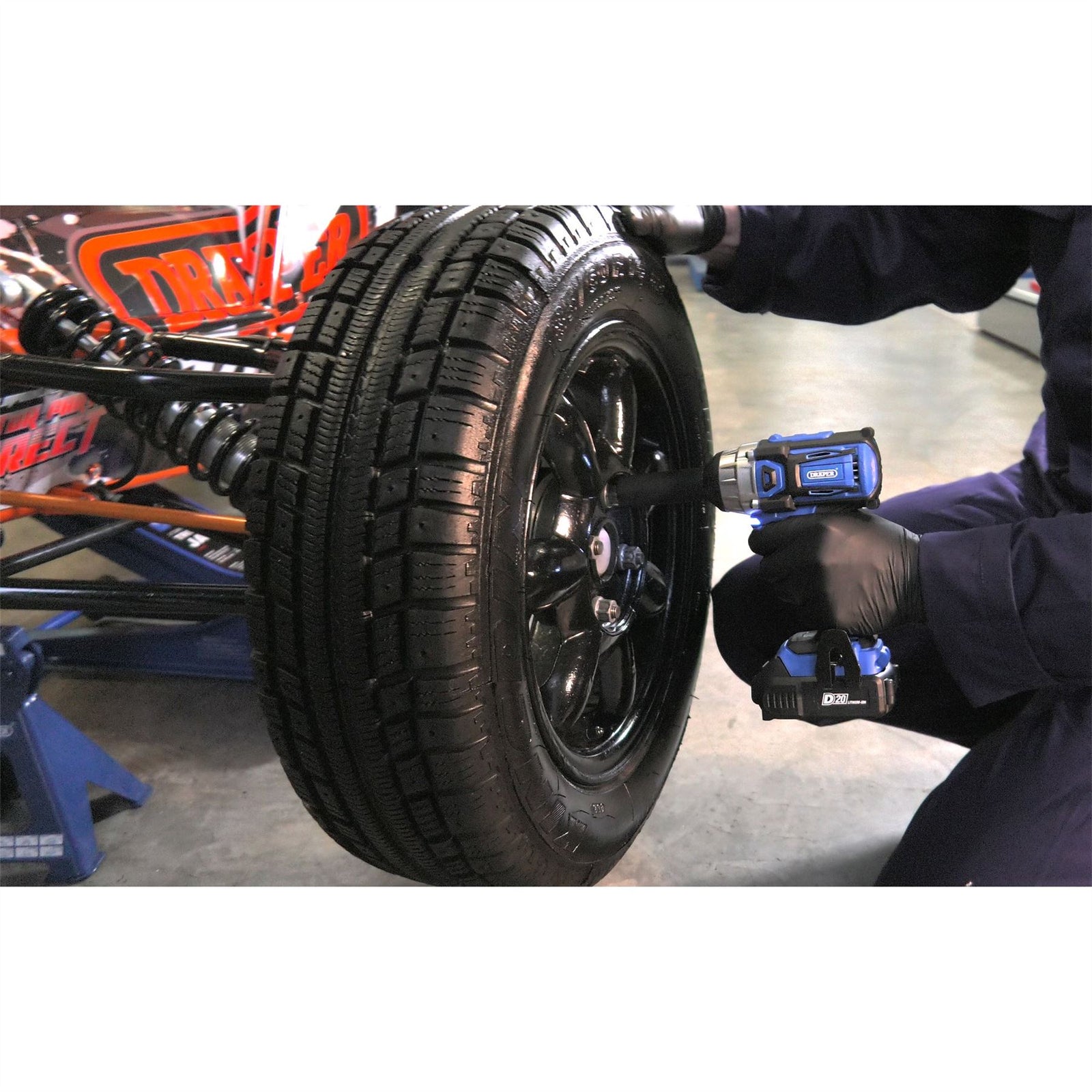 Draper D20 20V Brushless Impact Wrench, 1/2" Sq. Dr., 250Nm, 2 x 2.0Ah Batteries