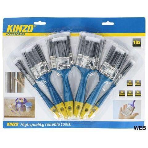 KINZO Paint Brushes x 10 Synthetic Flat Brush Paint Brush DIY Home Decorating