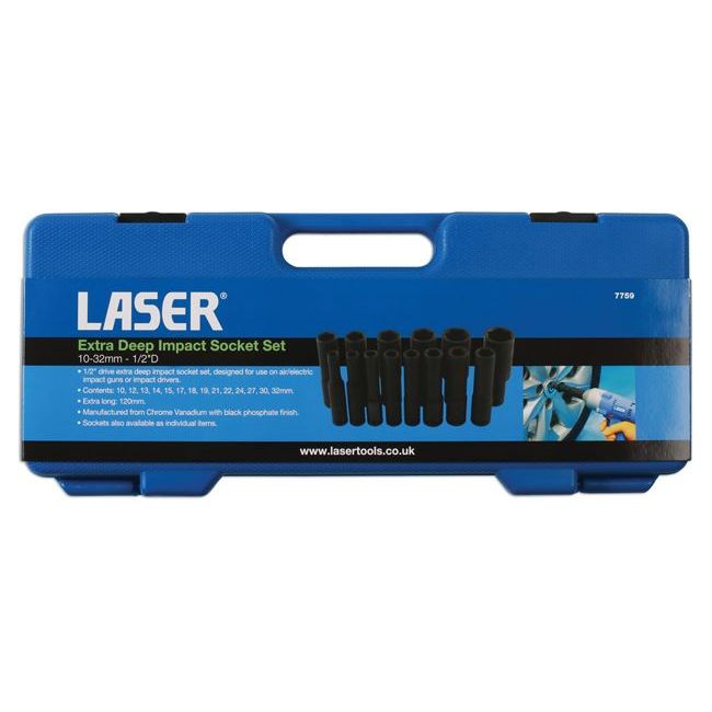 Laser Extra Deep Impact Socket Set 1/2"D 14pc 7759