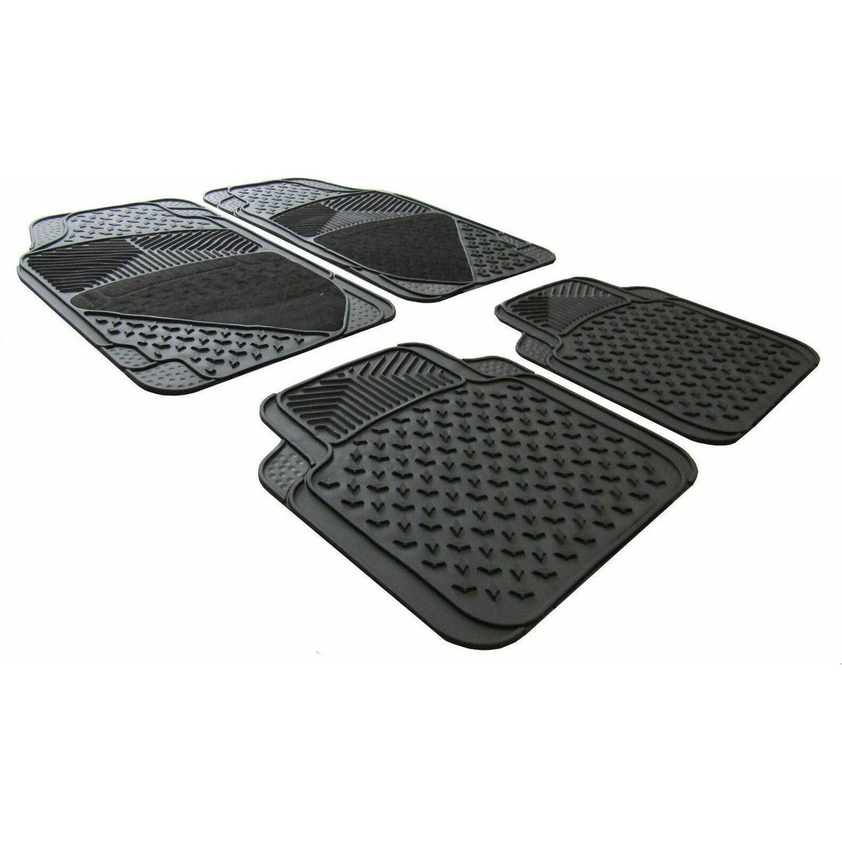 Heavy Duty Rubber & Carpet Car Floor Mats Set Universal Fit