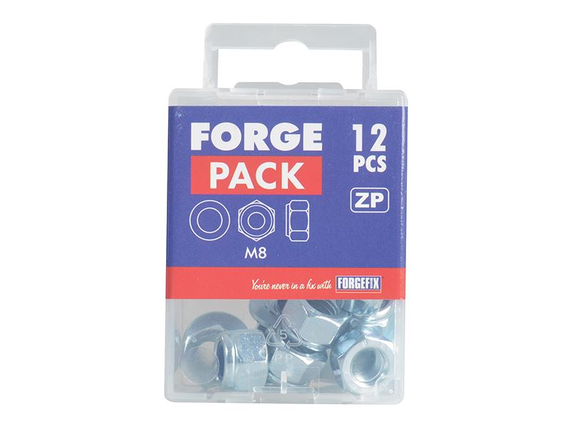 Forgefix Nyloc Nuts & Washers Zinc Plated M8 ForgePack 12