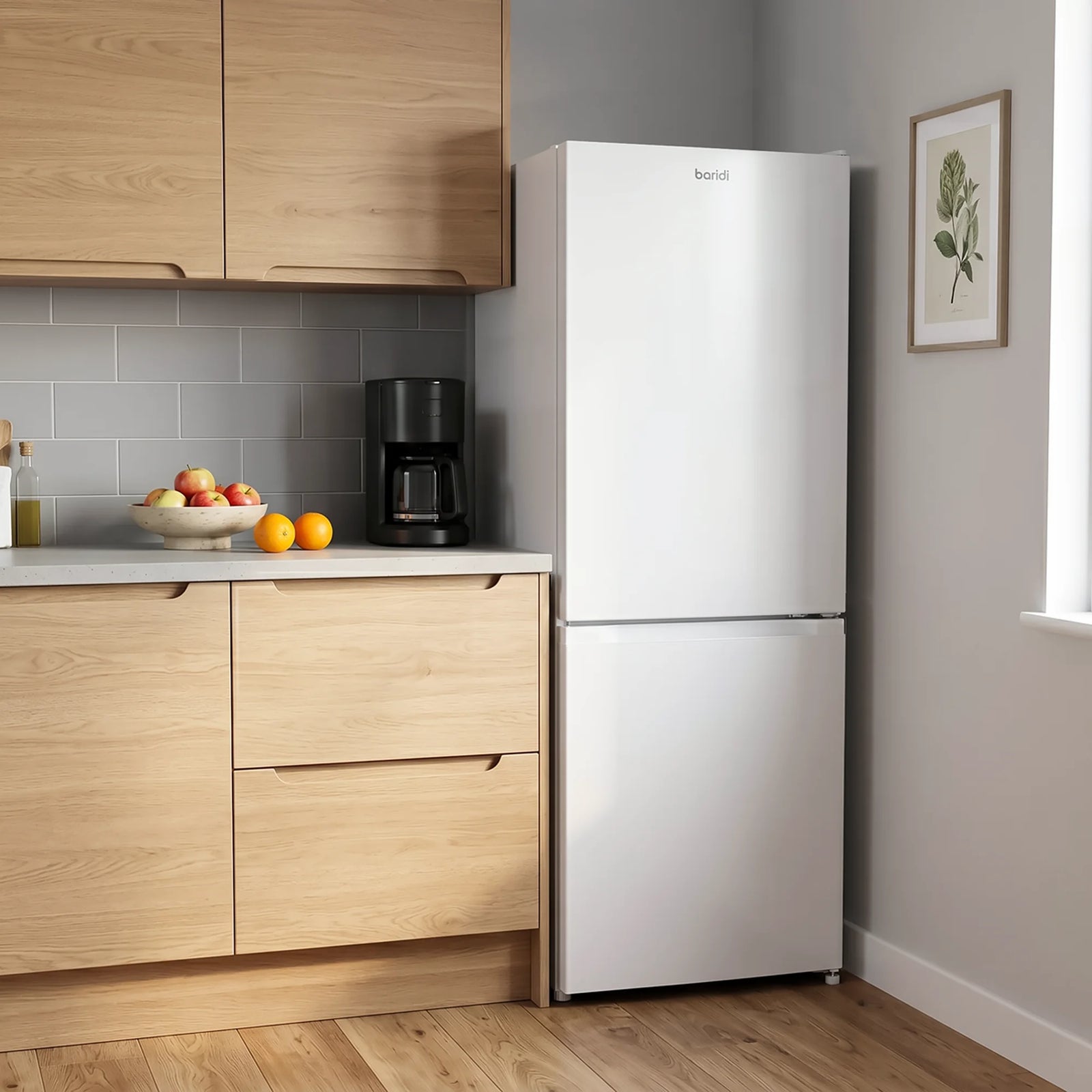 Baridi 60/40 Smart Frost Fridge Freezer 227L Capacity - White