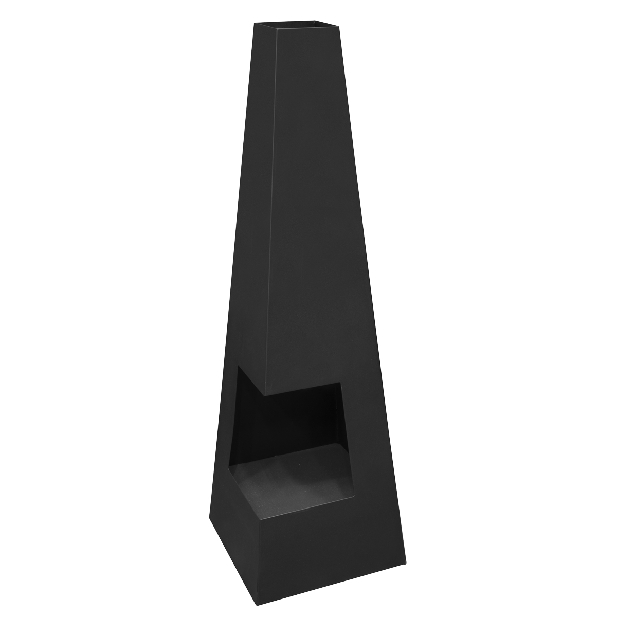 Dellonda Chiminea Wood Burner Heater for Outdoors W45cm x H150cm - Black Steel