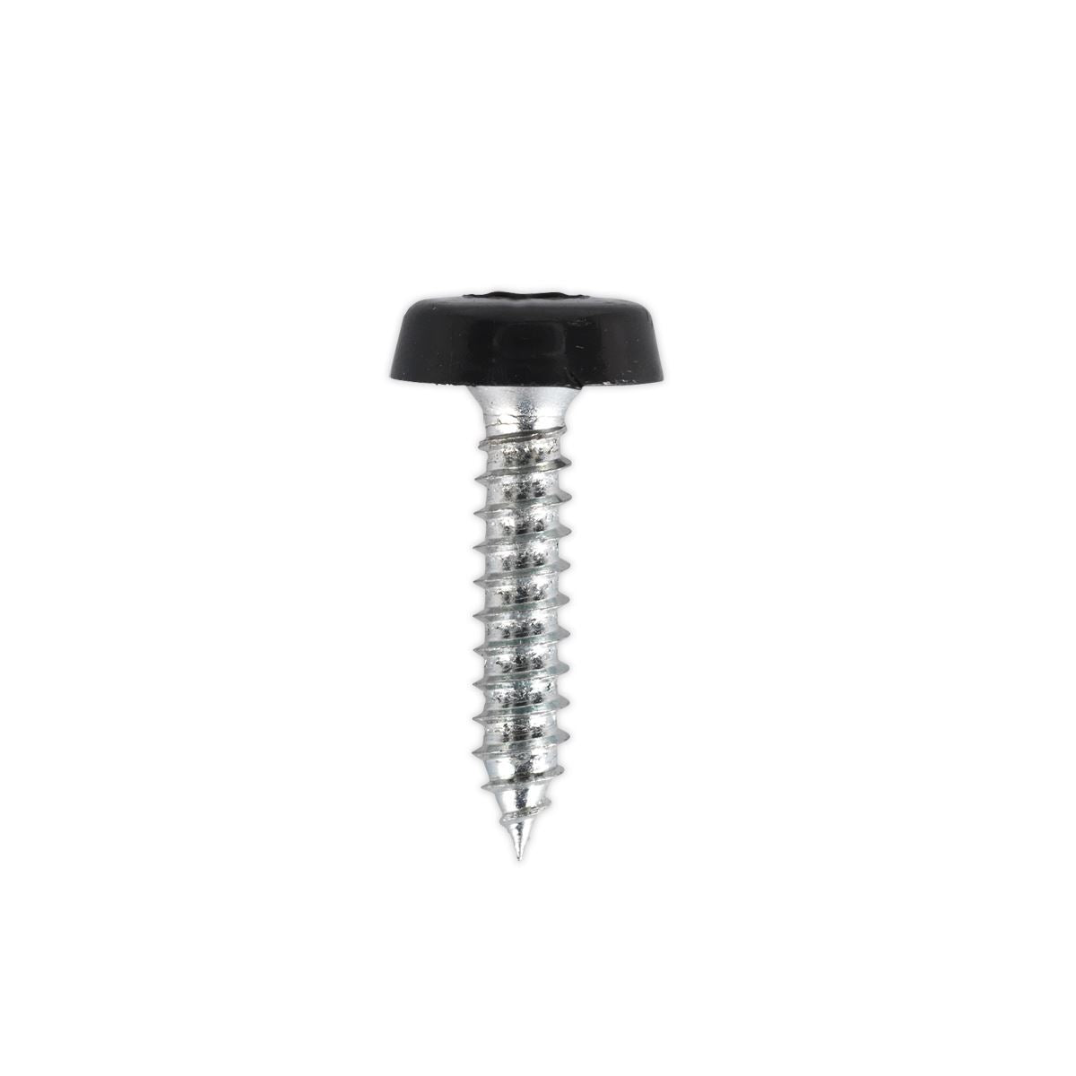 Sealey Black Number Plate Screw Plastic Enclosed Head 4.8 x 24mm - Pack of 50