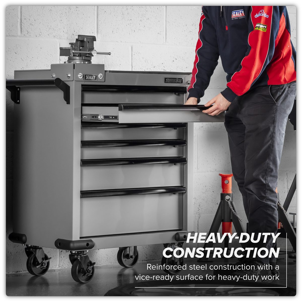 Sealey Superline PRO Rollcab 6 Drawer Tool Chest with Vice Base - Grey/Black