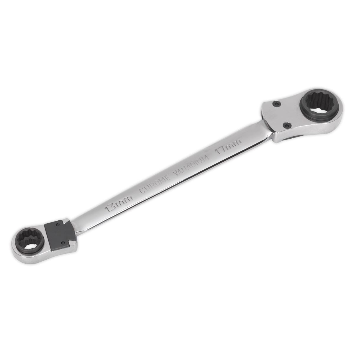 Sealey Ratchet Ring Spanner 4 in 1 Reversible Metric Chrome Vanadium Steel
