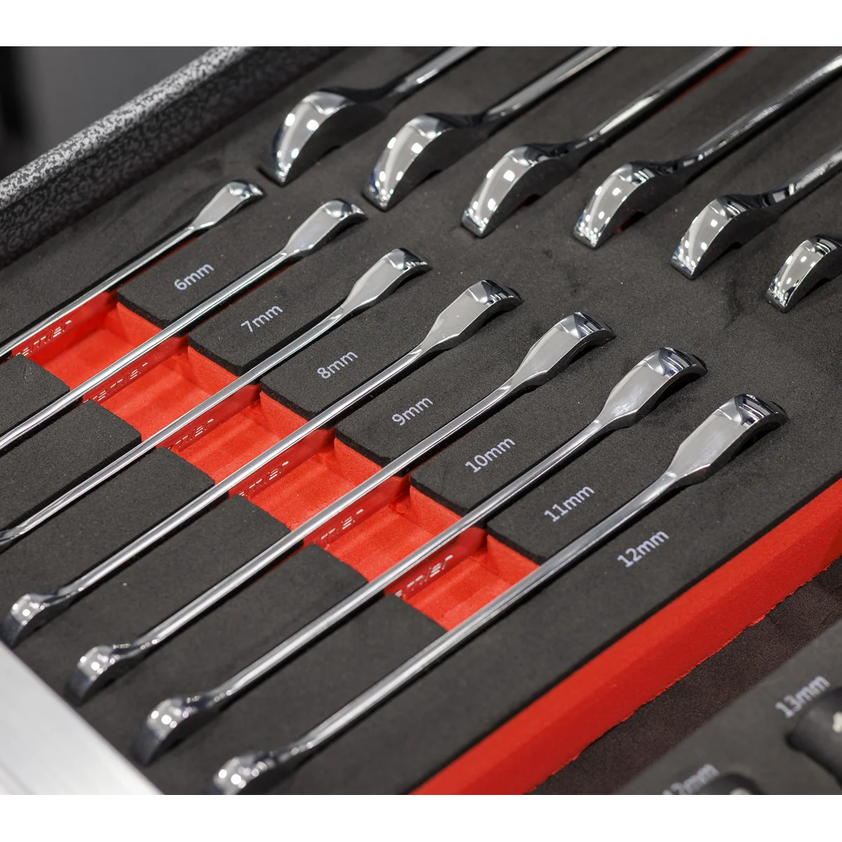 Sealey Premier Ratchet Spanner Set 14 Piece 6-19mm Tool Tray