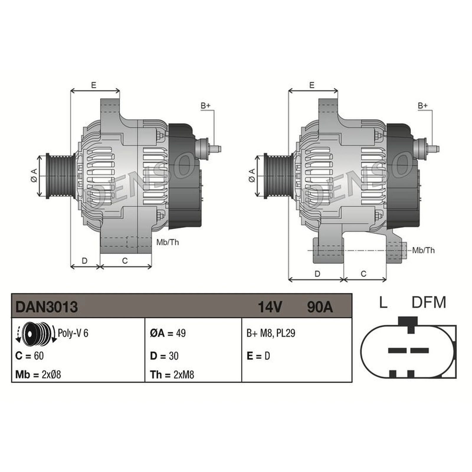 Denso Car Alternator 12V DAN3013