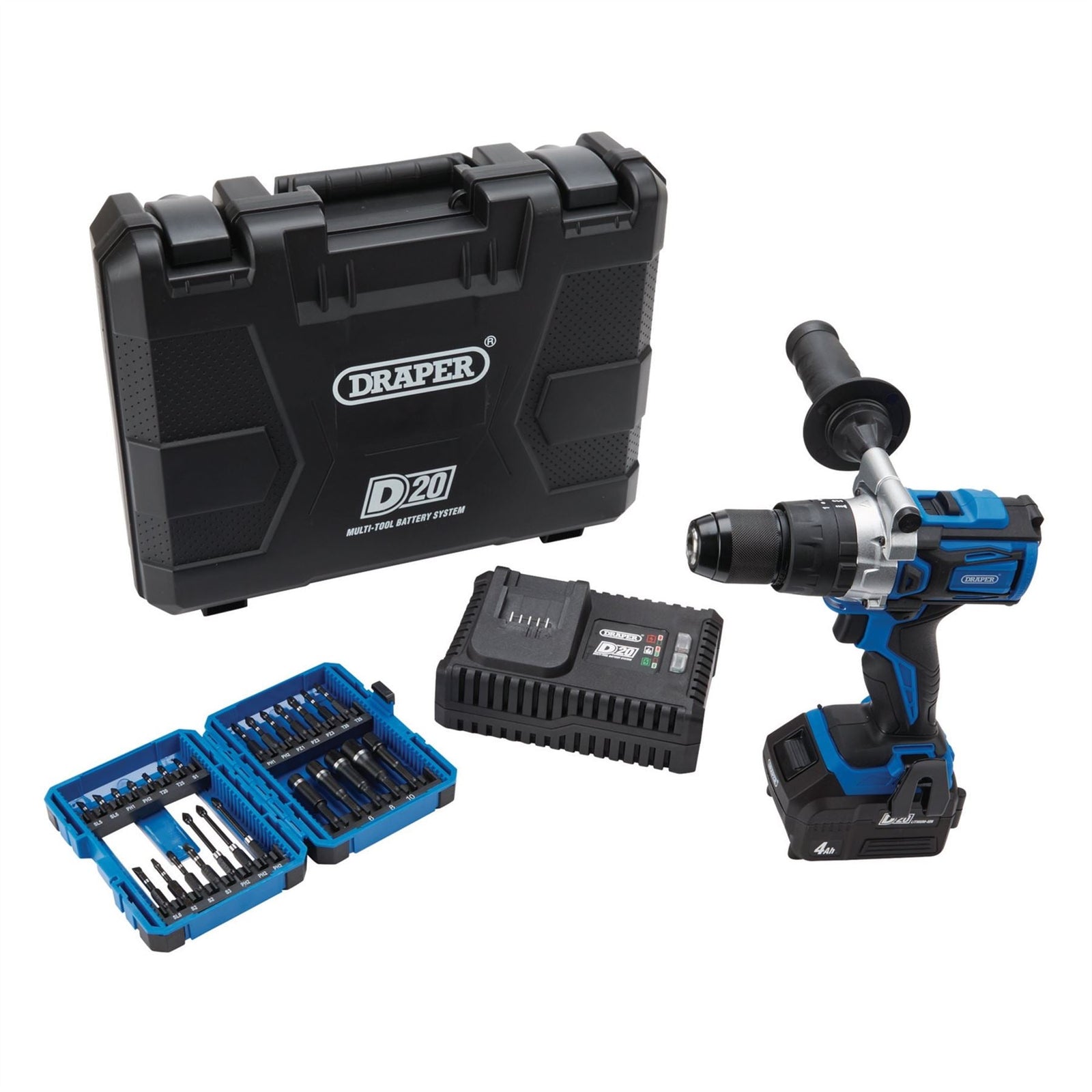 Draper D20 20V Brushless Combi Drill Kit & Draper Expert Impact Screwdriver  Bit