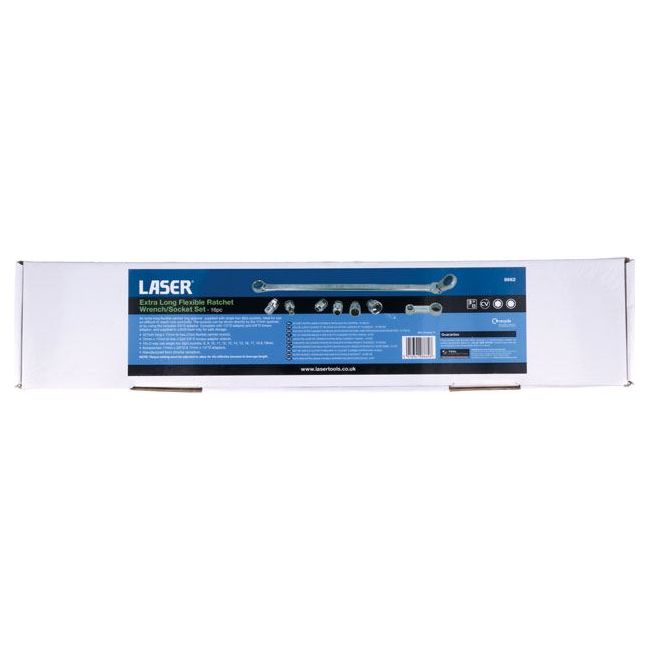 Laser Extra Long Flexible Ratchet Wrench/Socket Set 16pc 8662