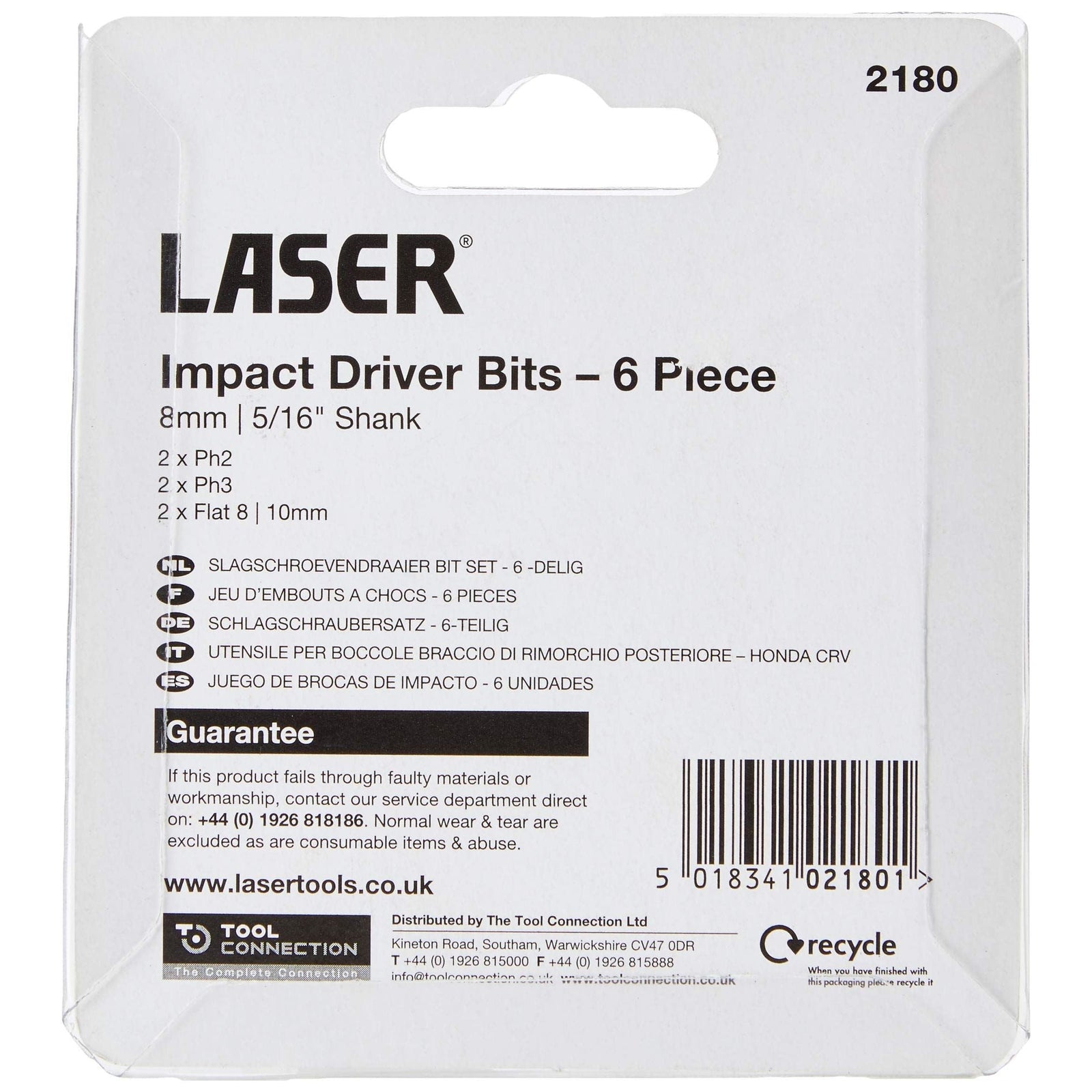 Laser Impact Driver Bit Set 6pc 2180