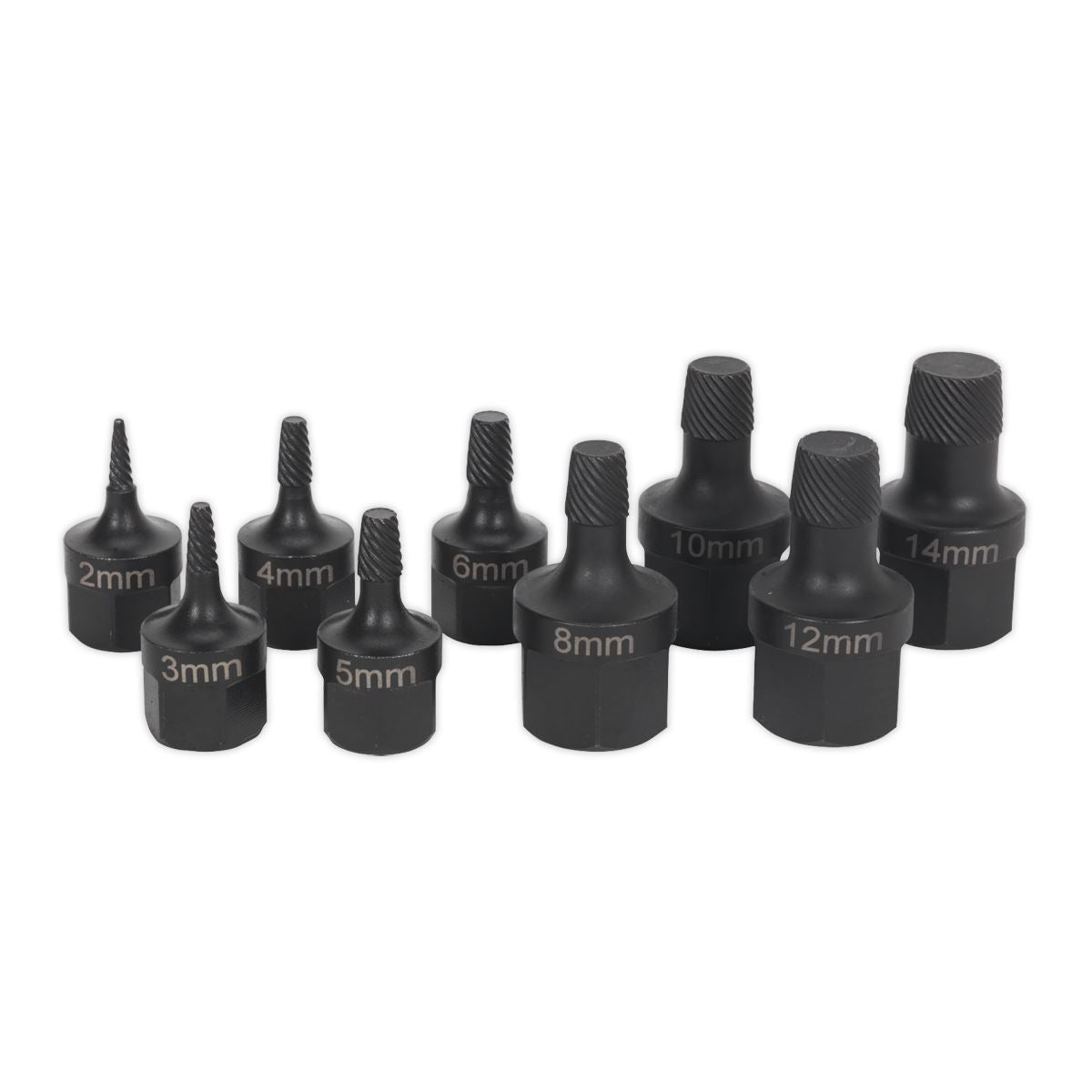 Sealey Damaged Stud Bolt Remover Extraction Socket Set 2-14mm 3/8" & 1/2" Drive