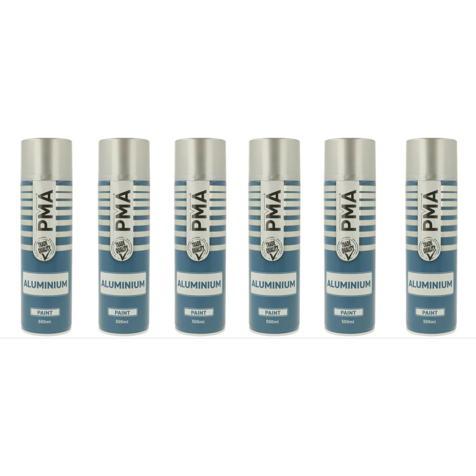 6x PMA Professional Aluminium 500ml Spray Paint High Coverage
