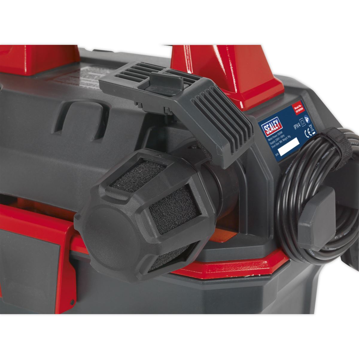 Sealey Garage Vacuum 1500W with Remote Control Wall Mounting GV180WM