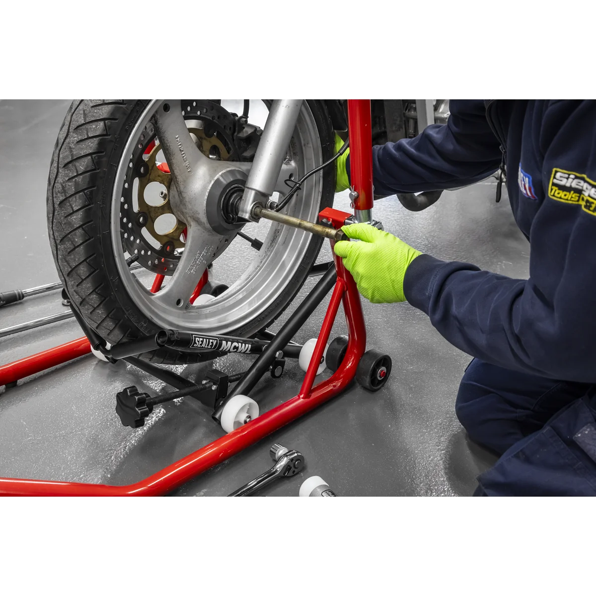 Sealey Motorcycle Wheel Adjustable Support with Rollers MCWL 4.5kg