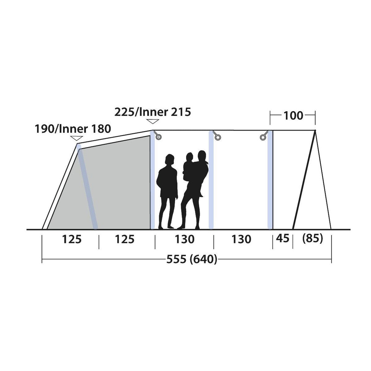 Outwell Florida 6 Air 6 Berth Five Room Tunnel Tent