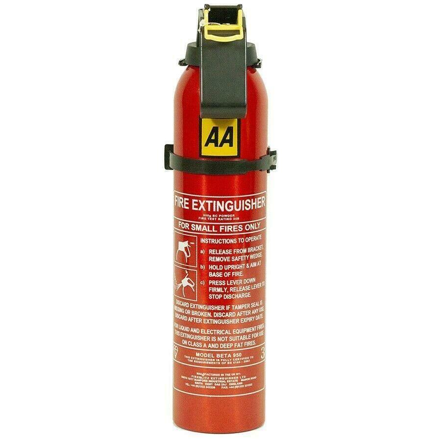 AA Fire Extinguisher Powder Compact Portable Car Home Caravan + Bracket 950g