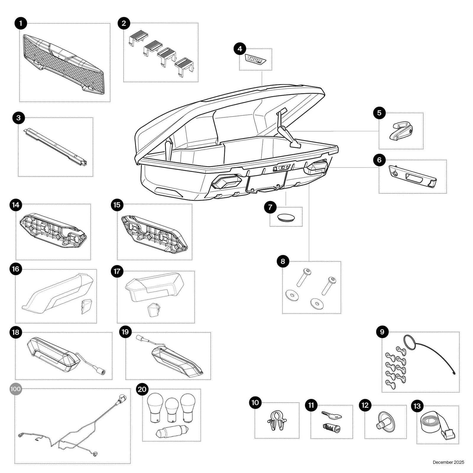 Thule Spares Lamp frame right - 1500057120