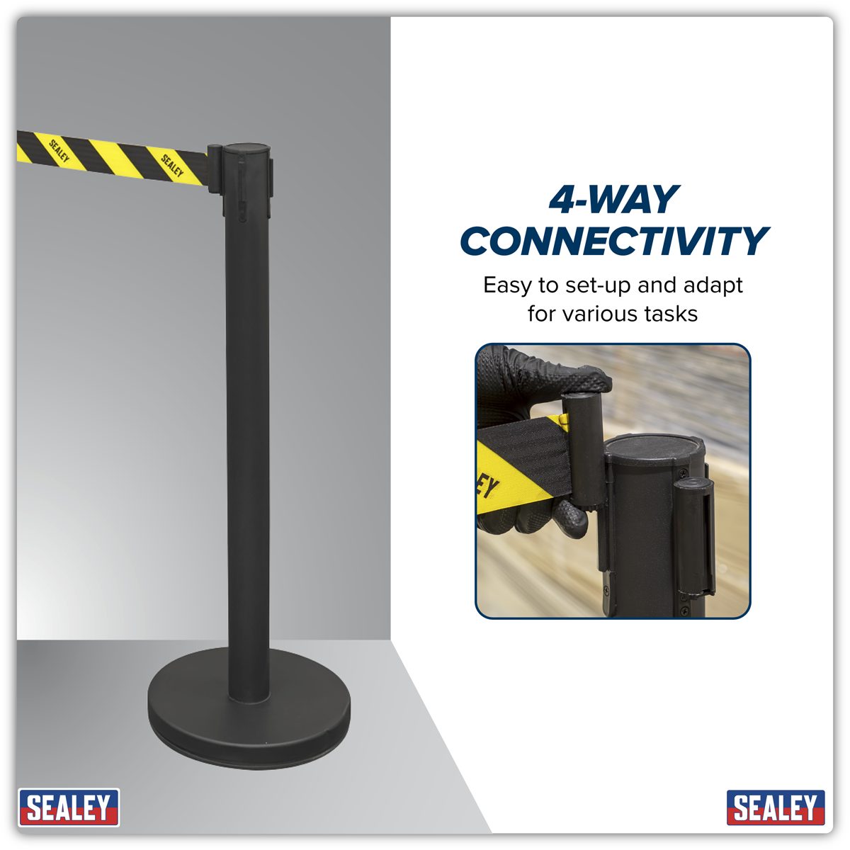 Sealey Retractable Safety Barrier Post Set - 2 Posts, 480mm Height
