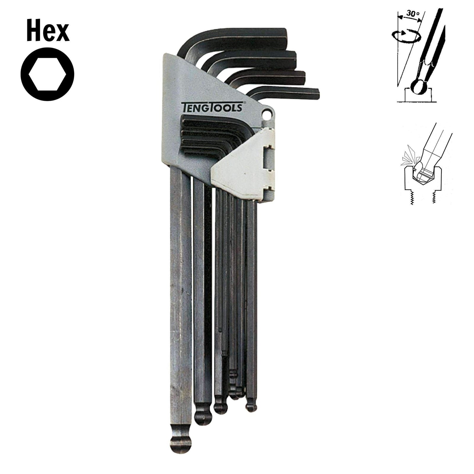Teng Tools Ball Point Hex Key Set AF 9 Pieces