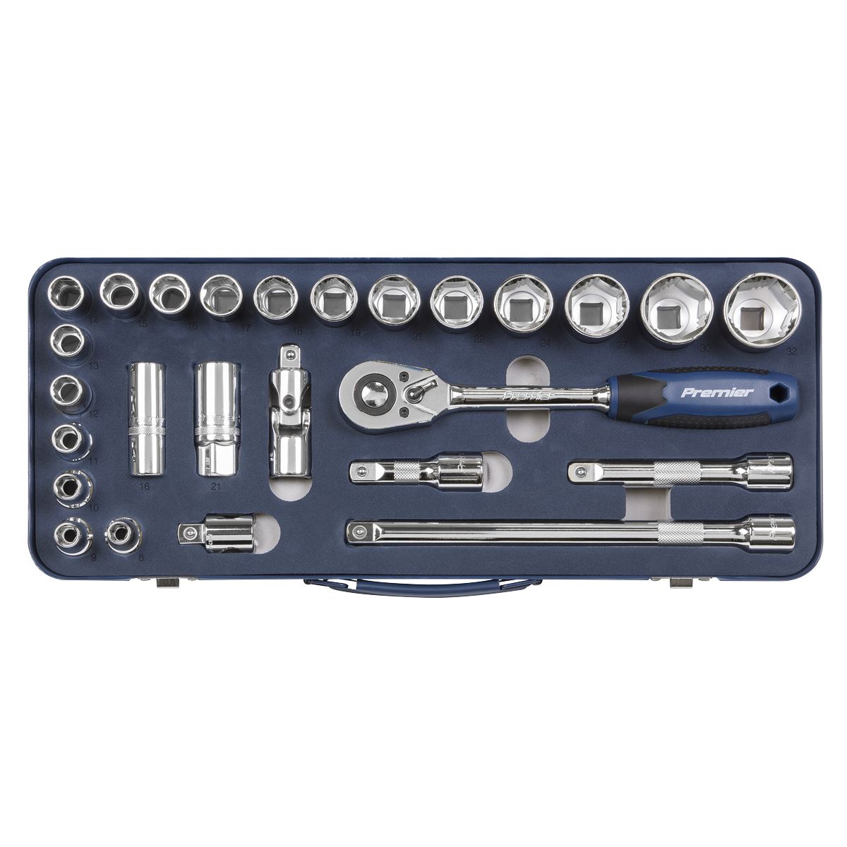 Socket Set 26Pc 1/2Inchsq Drive Lock-On 6Pt Metric