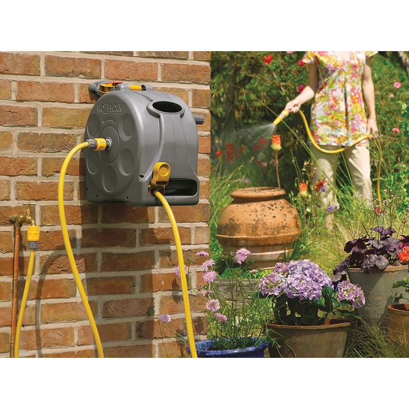 Hozelock 2415 25m 2-in-1 Compact Hose Reel + 25m of Starter Hose