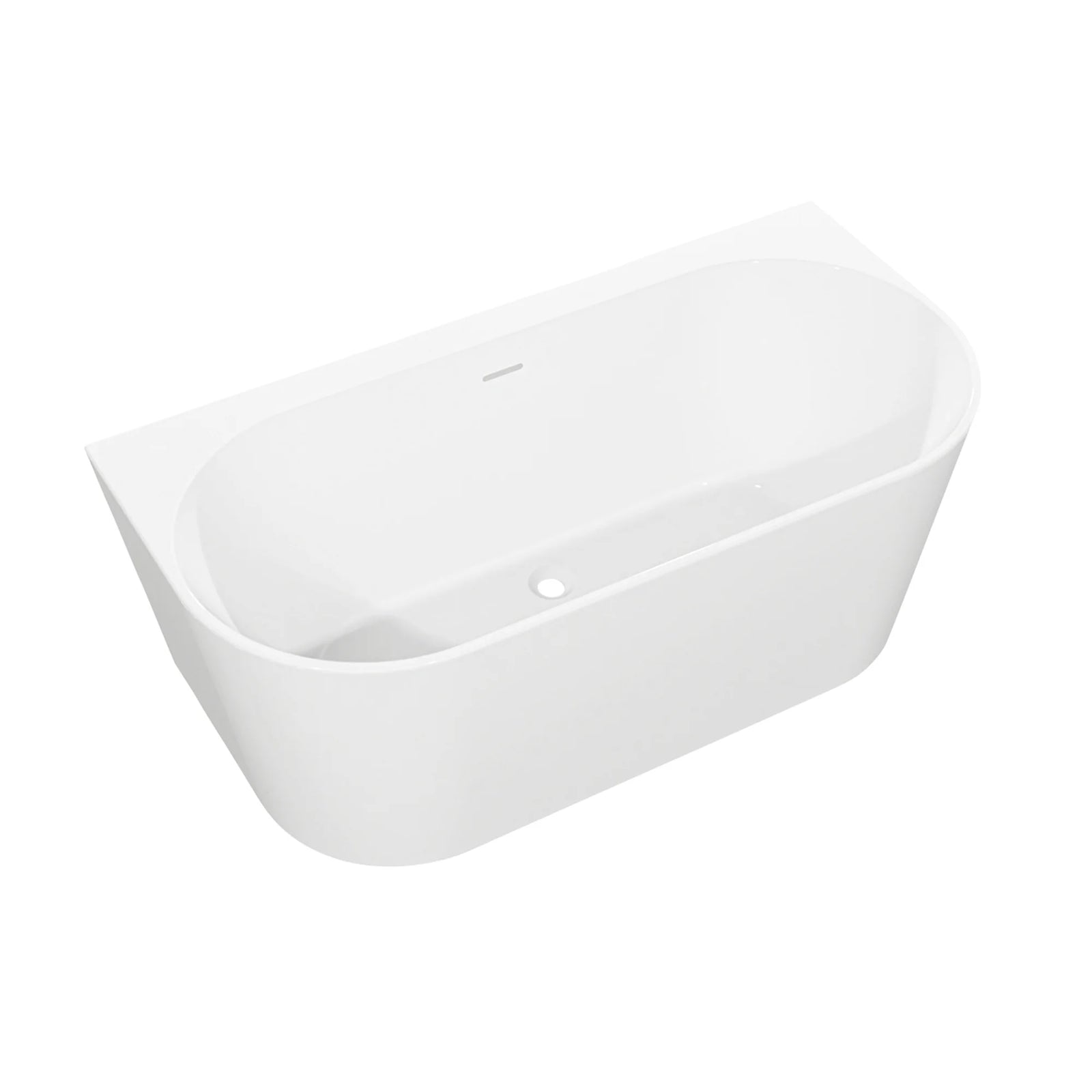 Baridi Back-to-Wall Slim Rim Bath 150cm - Gloss White