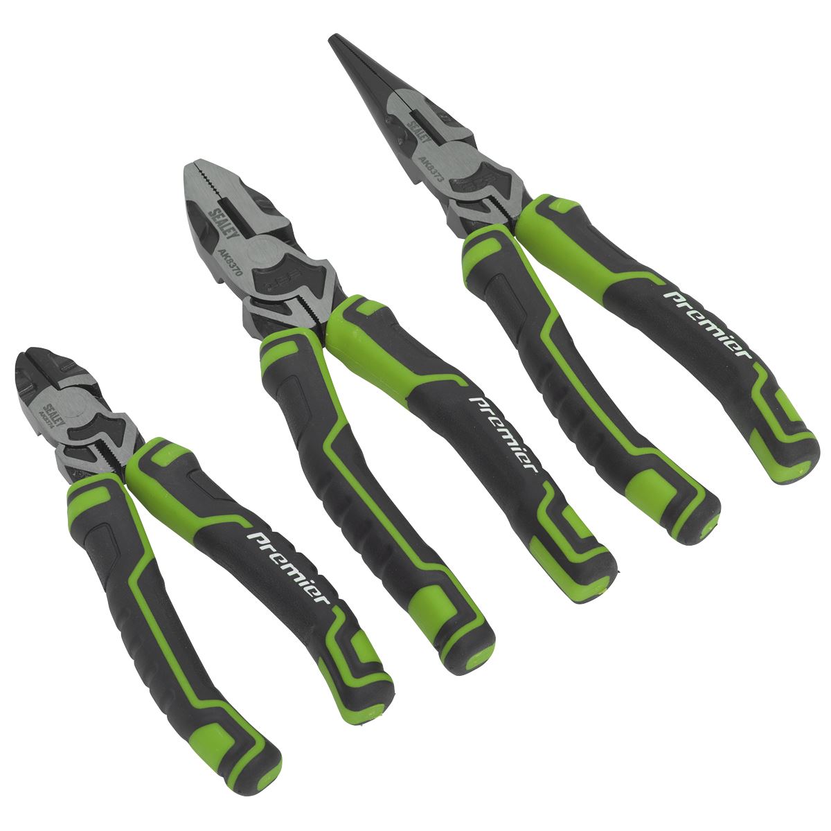 Sealey High Leverage Pliers Set 3pc Long Nose Combination Side Cutting Plier