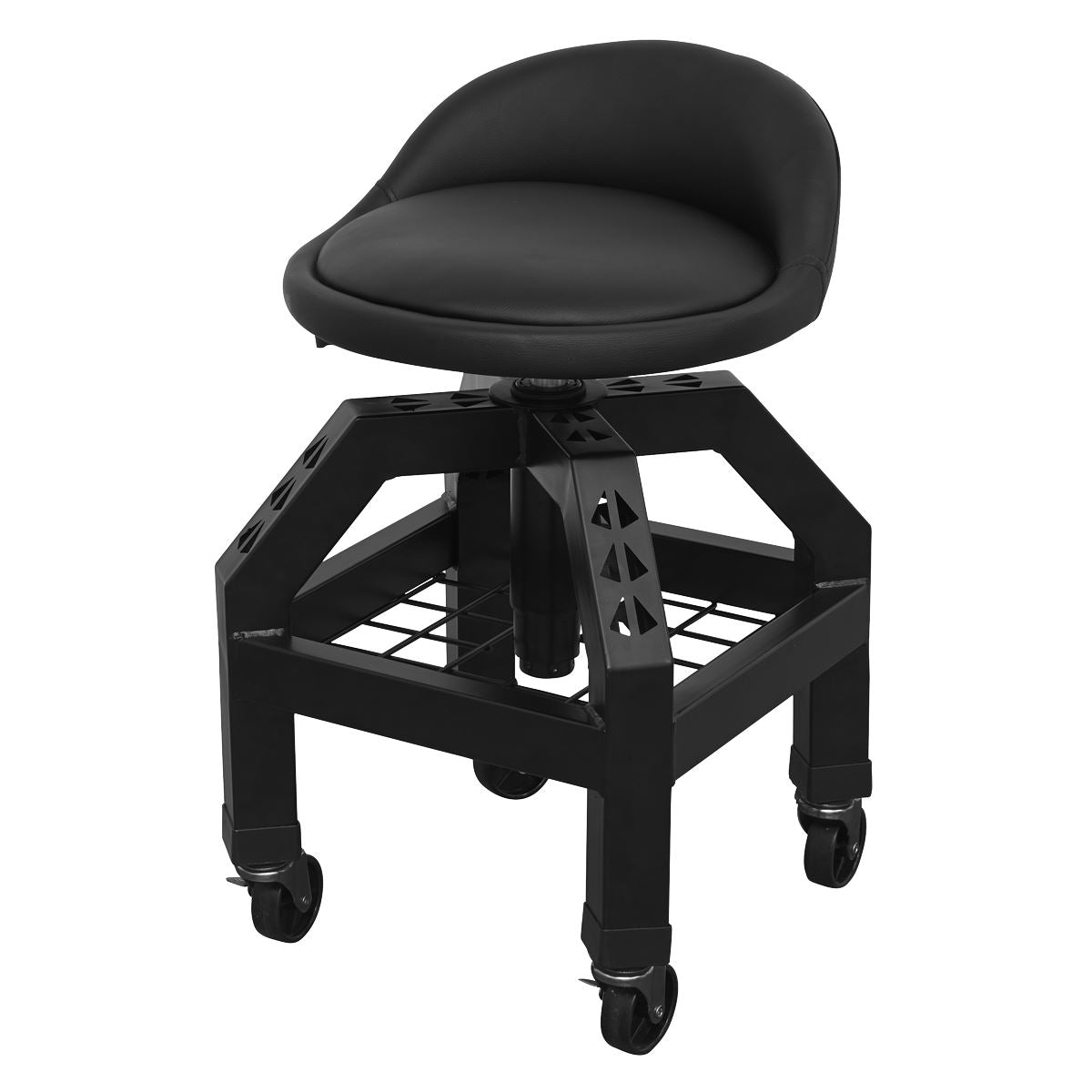 Sealey Creeper Stool Pneumatic with Adjustable Height Swivel Seat & Back Rest