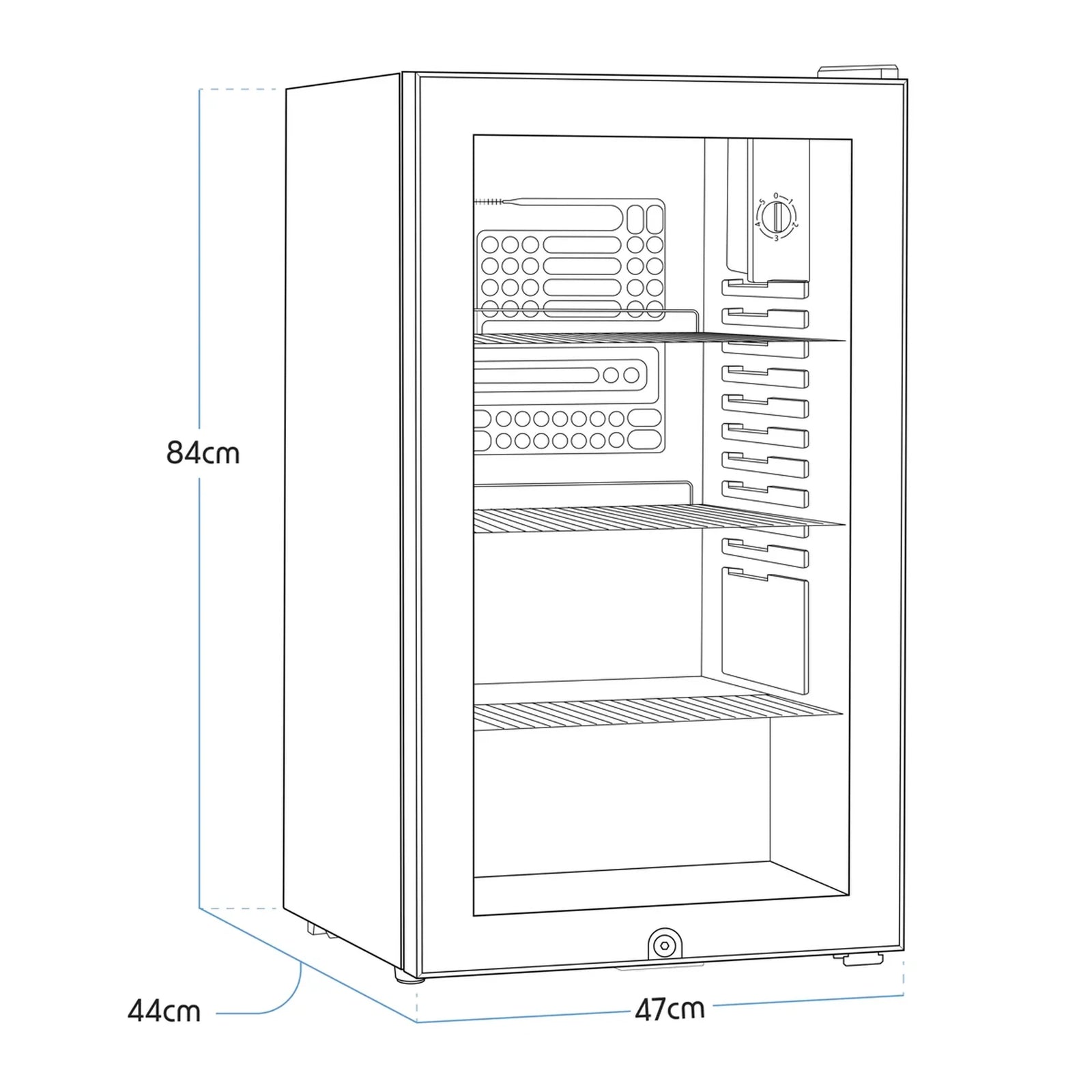 Baridi Undercounter Fridge DH13 80L with Wire Shelves & Lock