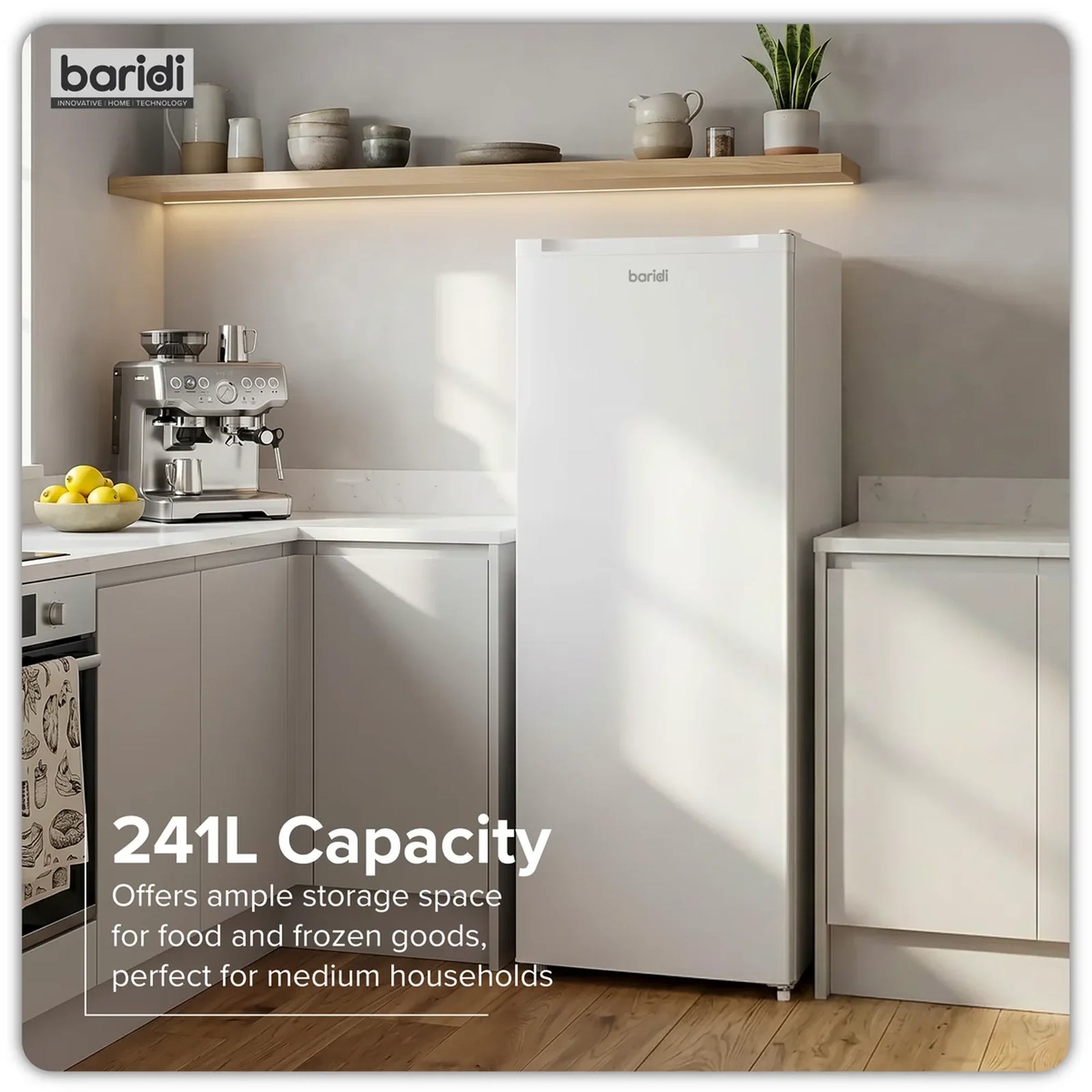 Baridi Freestanding Larder Fridge DH322 241L White