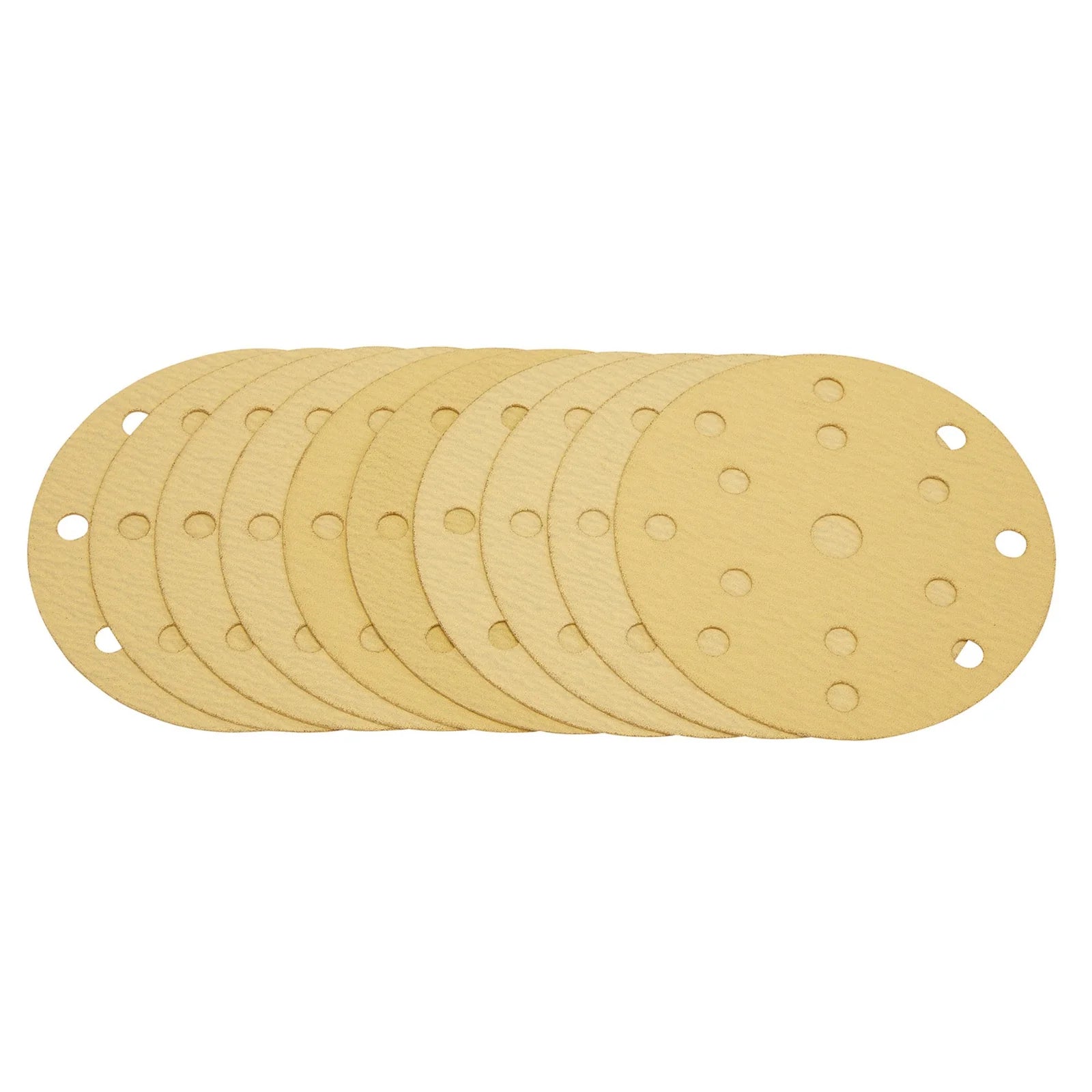 Draper Gold Sanding Discs with Hook & Loop, 150mm, 120 Grit, 15 Dust Extraction