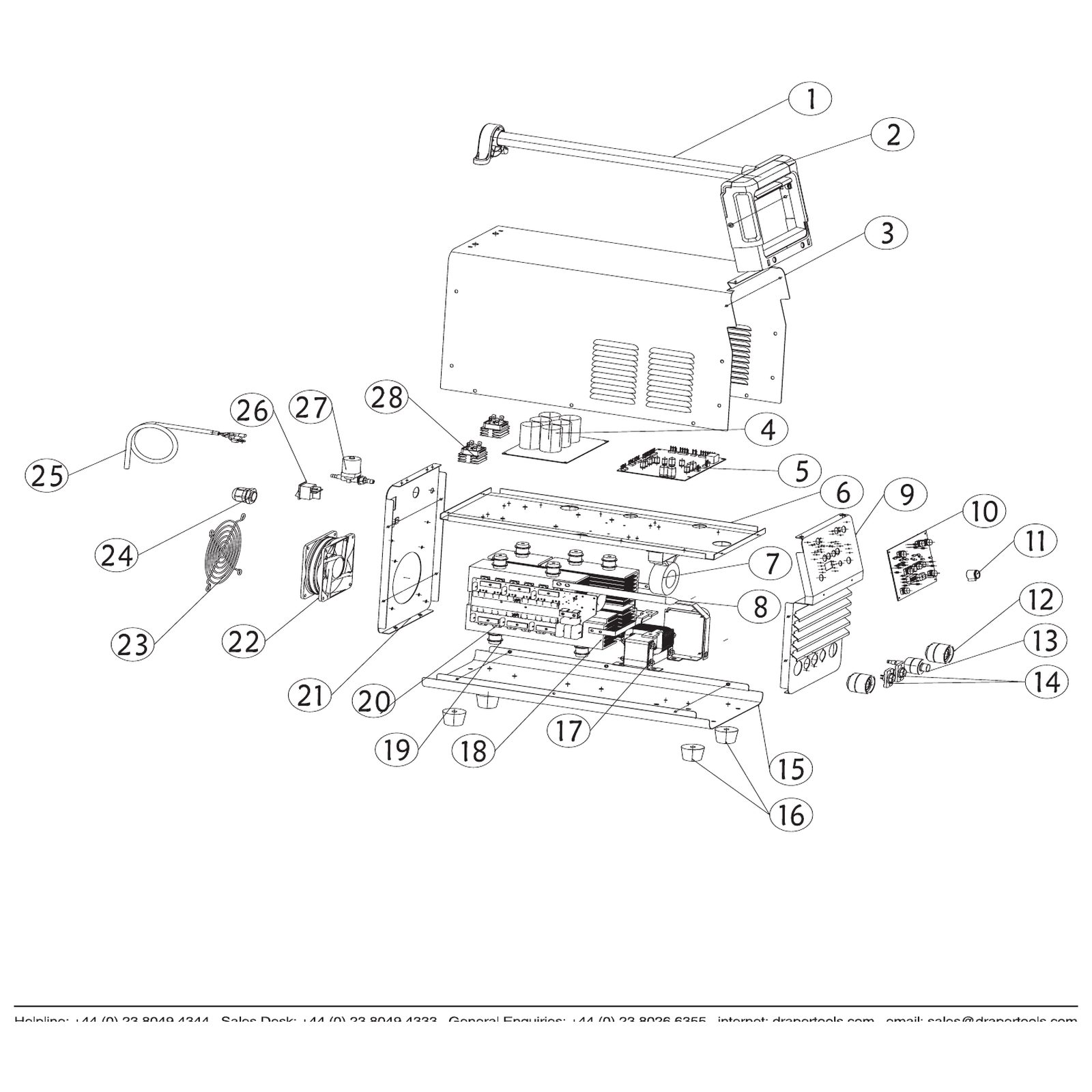 Draper Front Panel Circuit Board YTW250A-10 02452