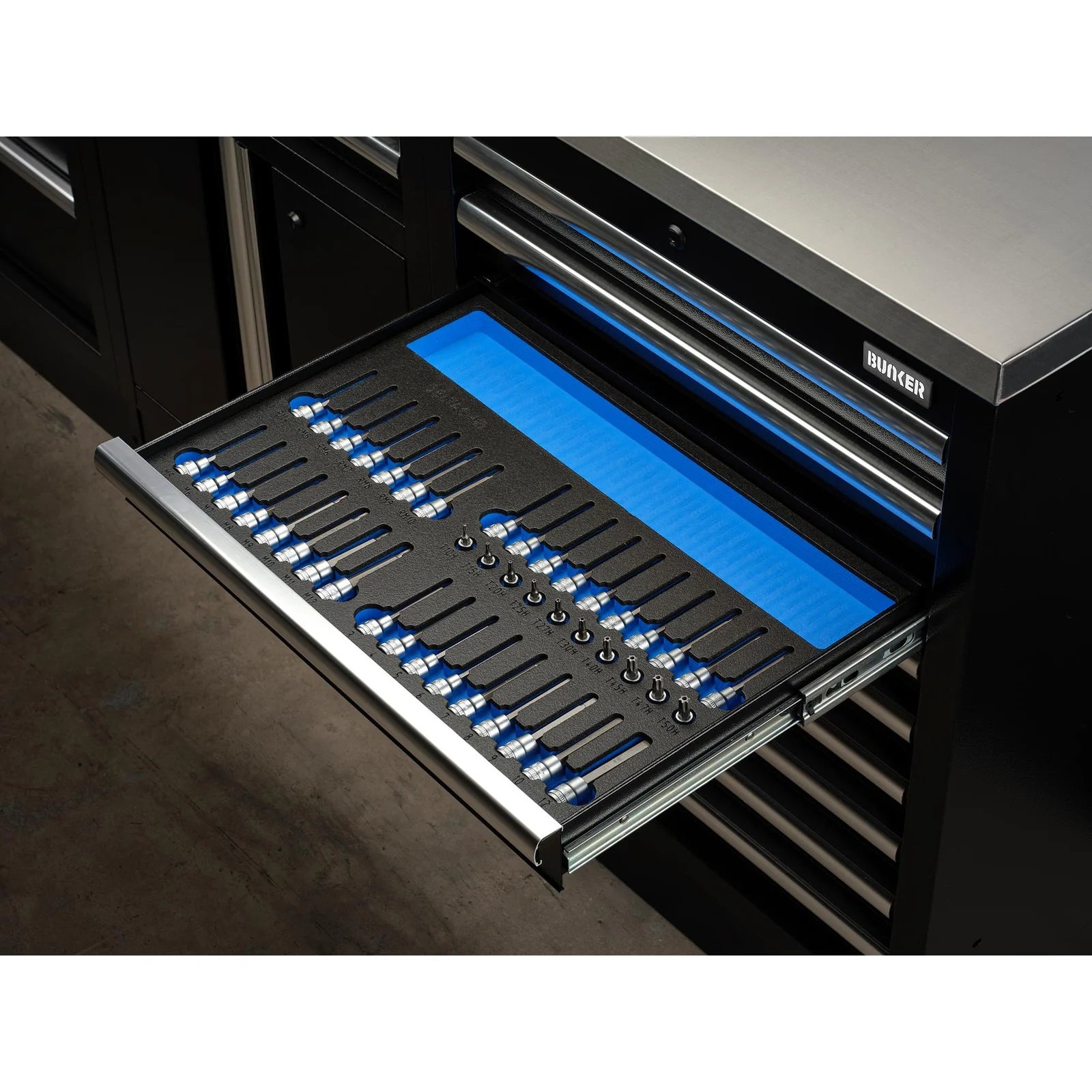 BUNKER Resi-Torx, Hexagon, Multi-Tooth/Spline, Ribe Socket Set, 3/8" Sq. Dr. in EVA Foam Inlay