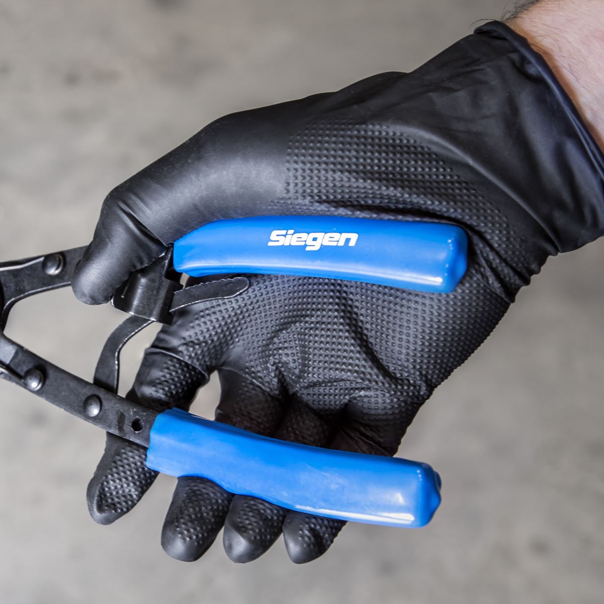 Sealey Black Diamond Grip Extra-Thick Nitrile Powder-Free Gloves Large Pack of 5