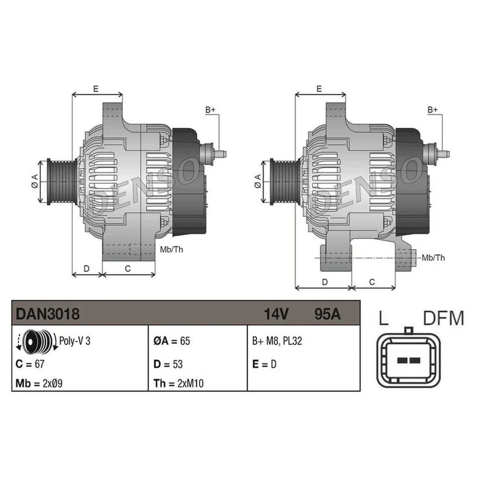 Denso Car Alternator 12V DAN3018