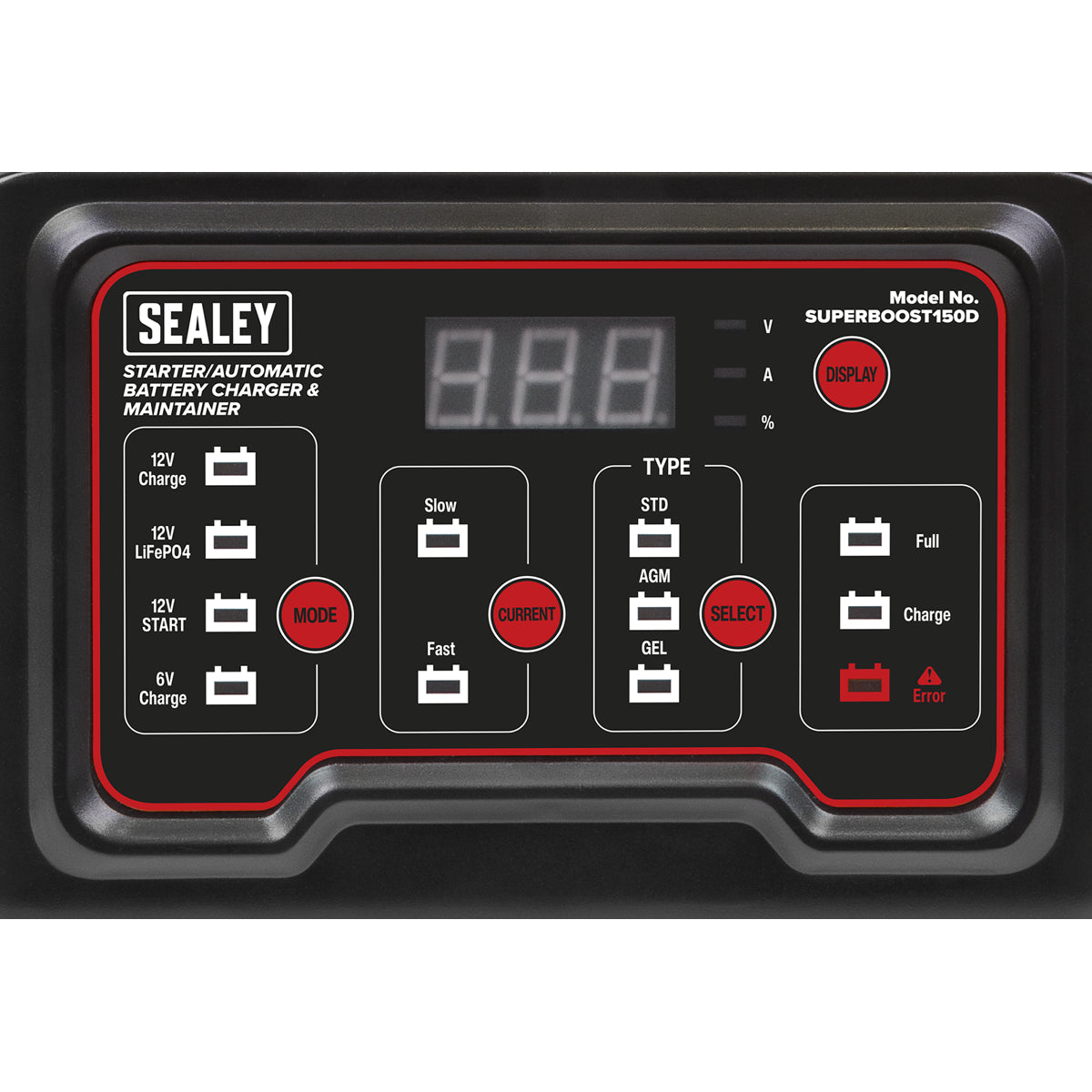 Sealey Battery Charger Automatic Maintainer 6/12V 150A Starter/15A