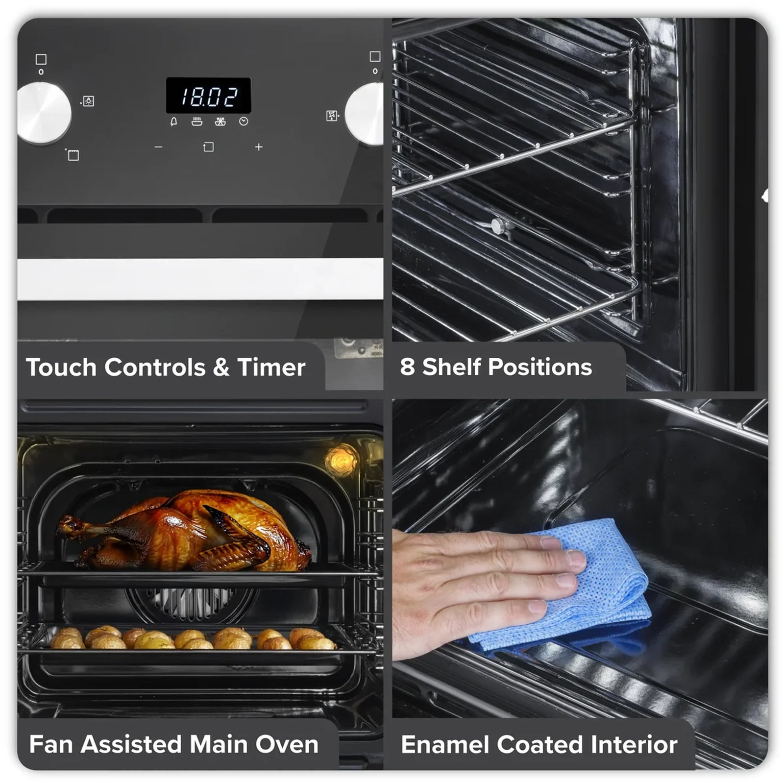 Baridi Built-Under Double Oven DH278, 74L Capacity, Energy Rating A