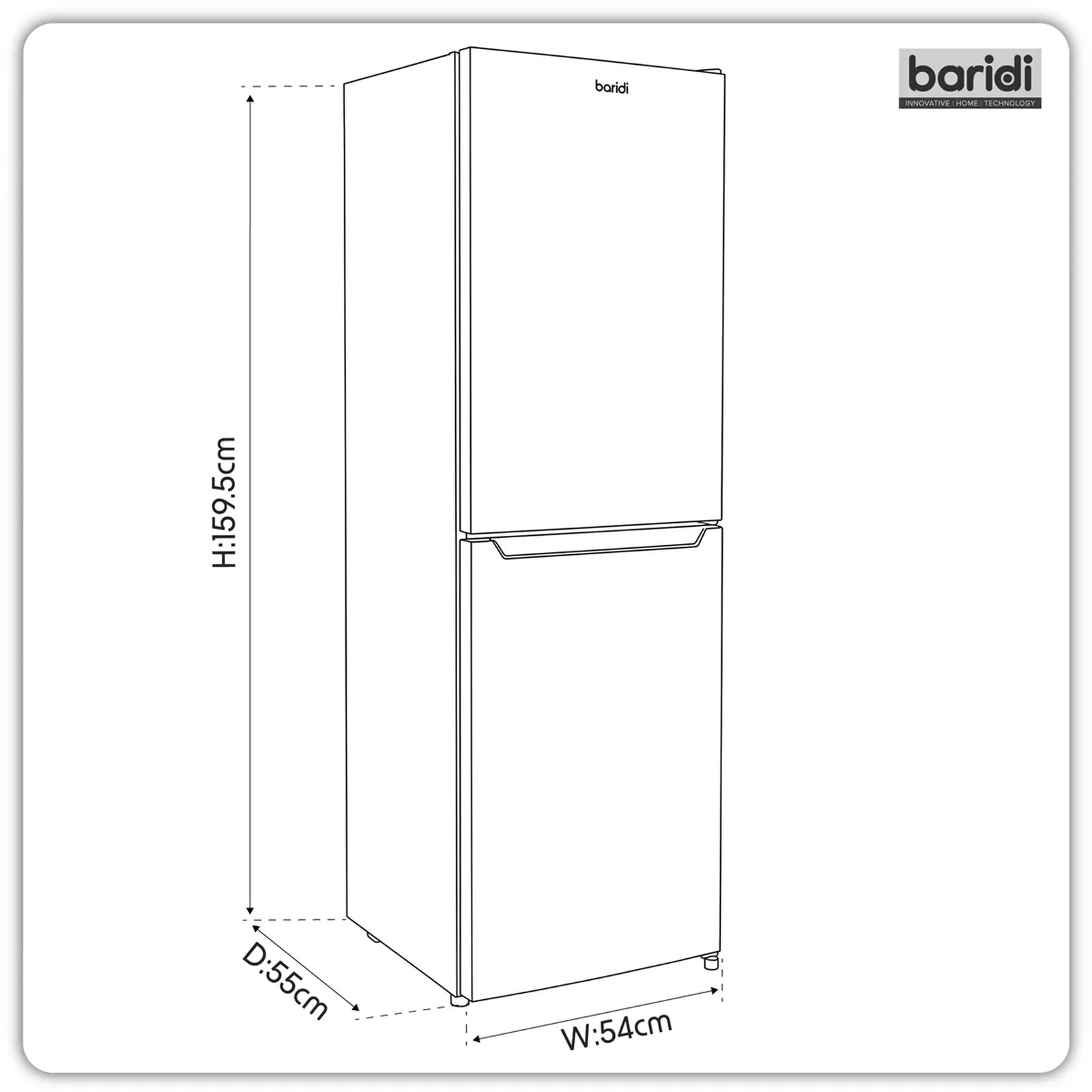 Baridi Fridge Freezer DH327 227L Capacity - Black