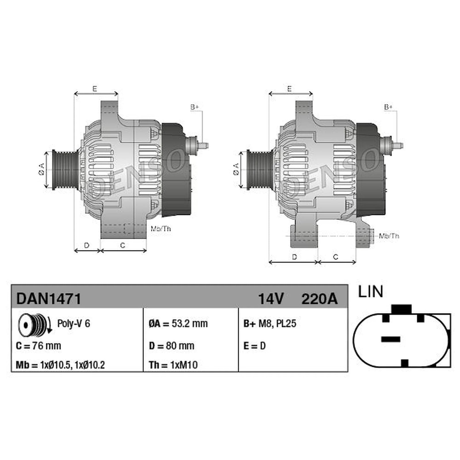 Denso Car Alternator 12V DAN1471