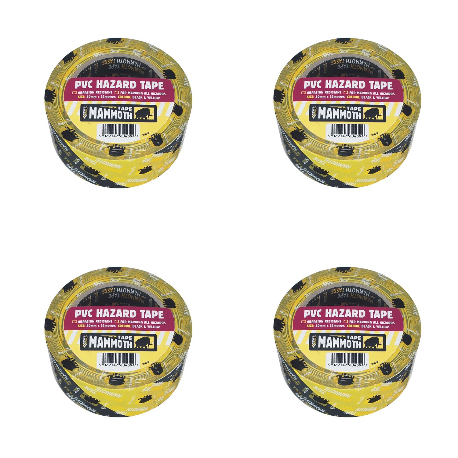 Everbuild Sika Mammoth Hazard Tape Black/Yellow 50mm x 33m - 488639