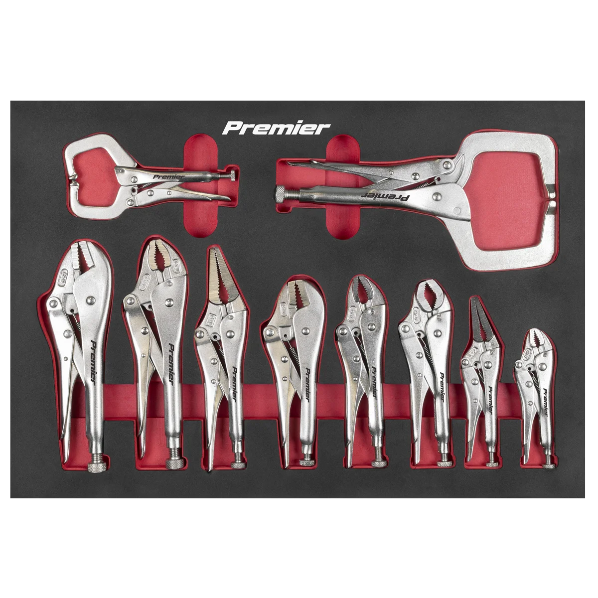 Sealey Premier Locking Pliers Set 10 Piece with Foam Tray AK6802