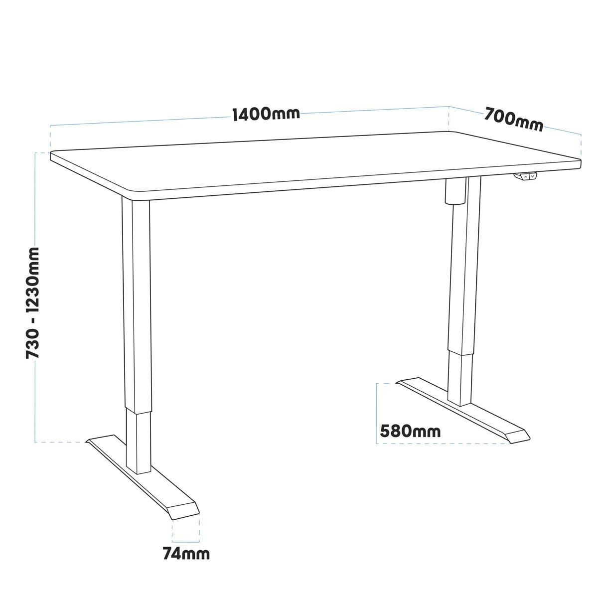 Dellonda Single Motor  Adjustable-Height Electric Sit/Stand Desk - Oak Desktop