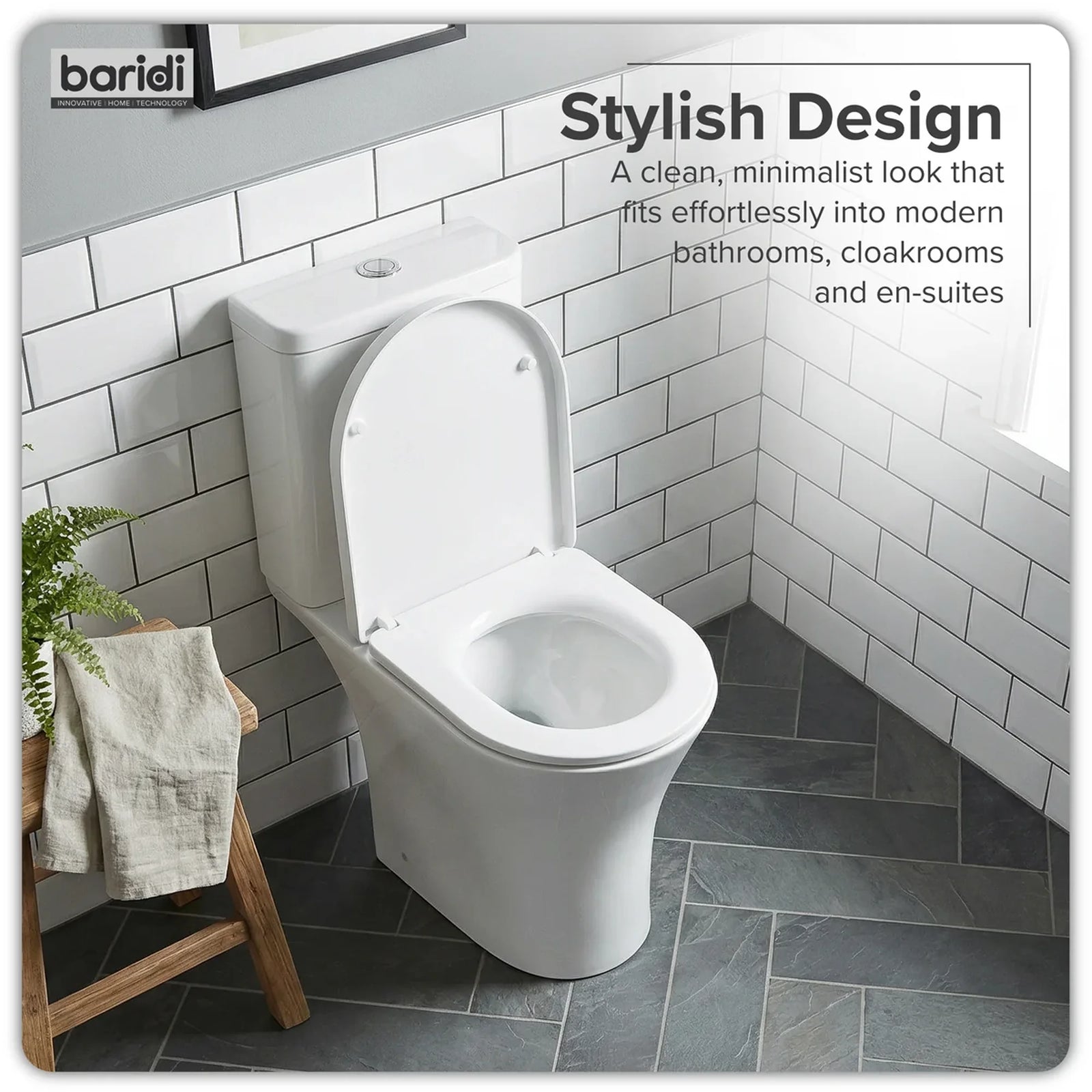 Baridi Close Coupled Toilet DH332 Rimless Flush White
