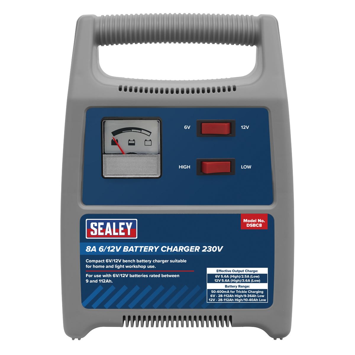 Sealey DSBC8 Battery Charger 6/12V 8Amp 230V Automatic Car / Bike / Van 9-112Ah