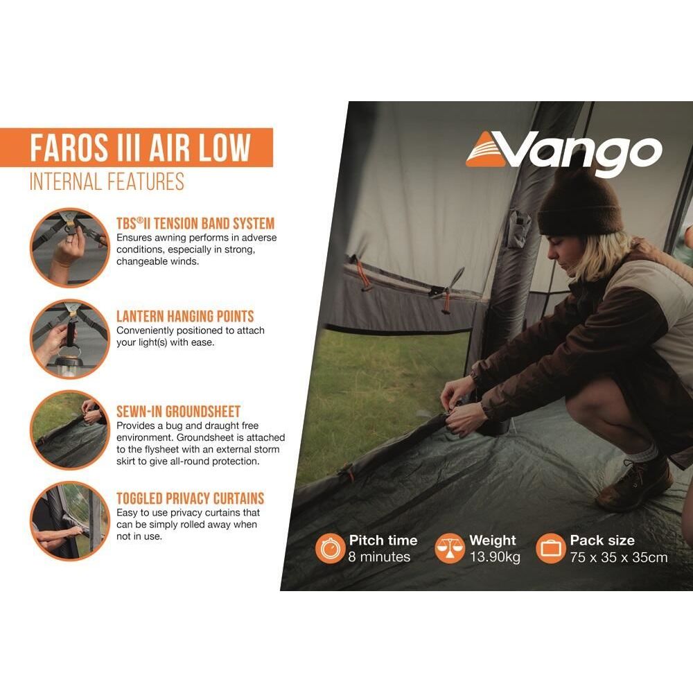 Vango Faros III Air Low Drive Away Awning Low Cloud Grey