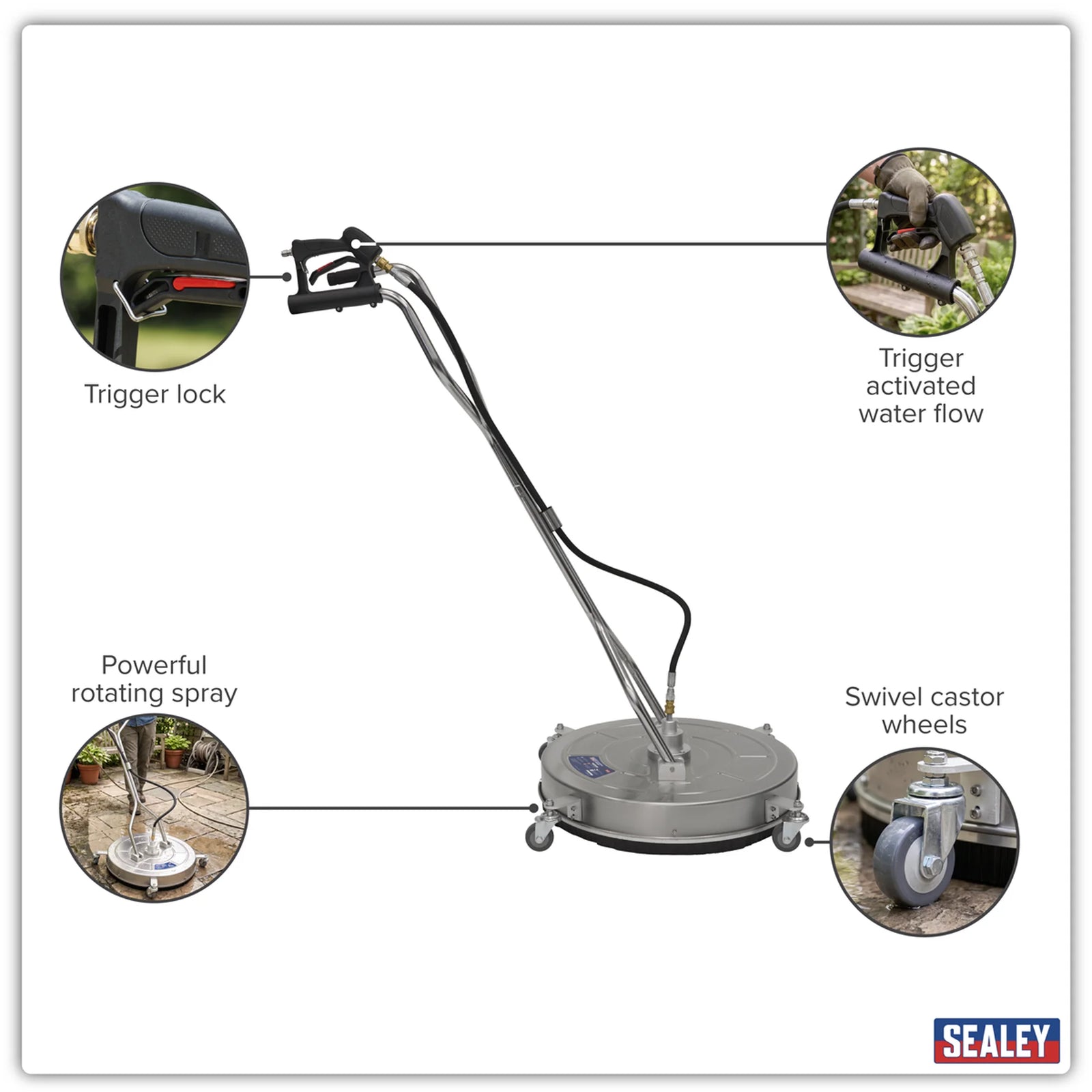 Sealey 24" Surface Cleaner PWAK24 with Dual Handle & Rotating Spray Bar
