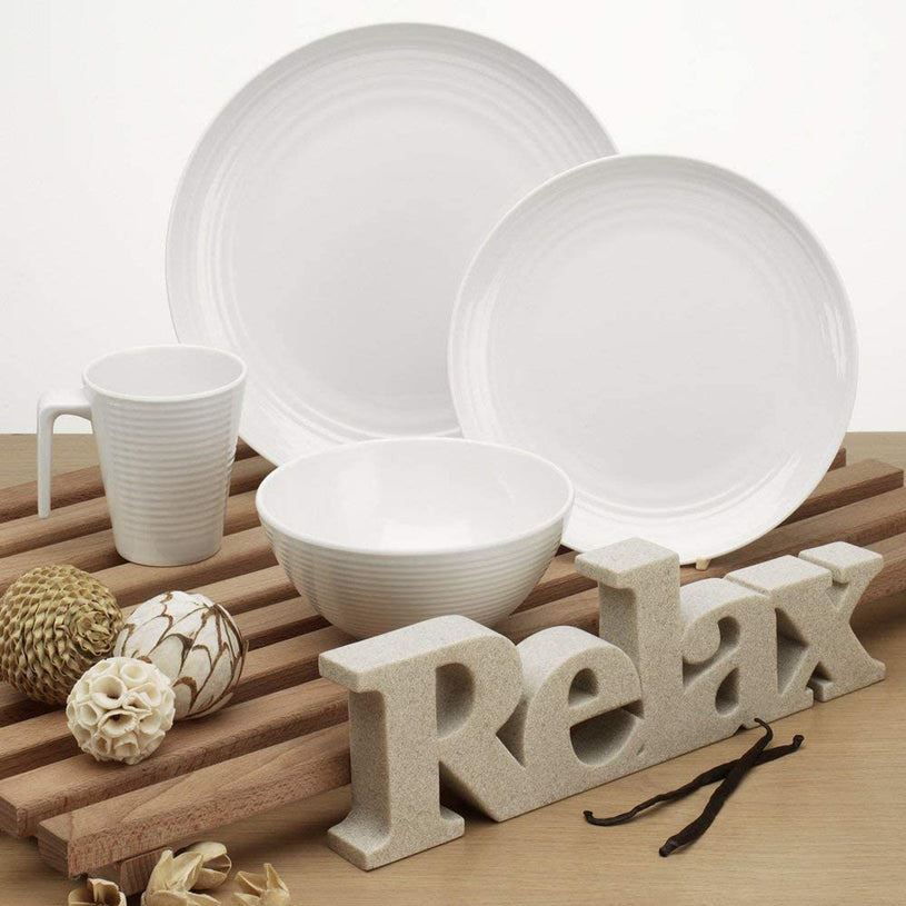 Flamefield Seramika Vanilla 16 Piece Camping Caravan Melamine Dinner Set SB01113