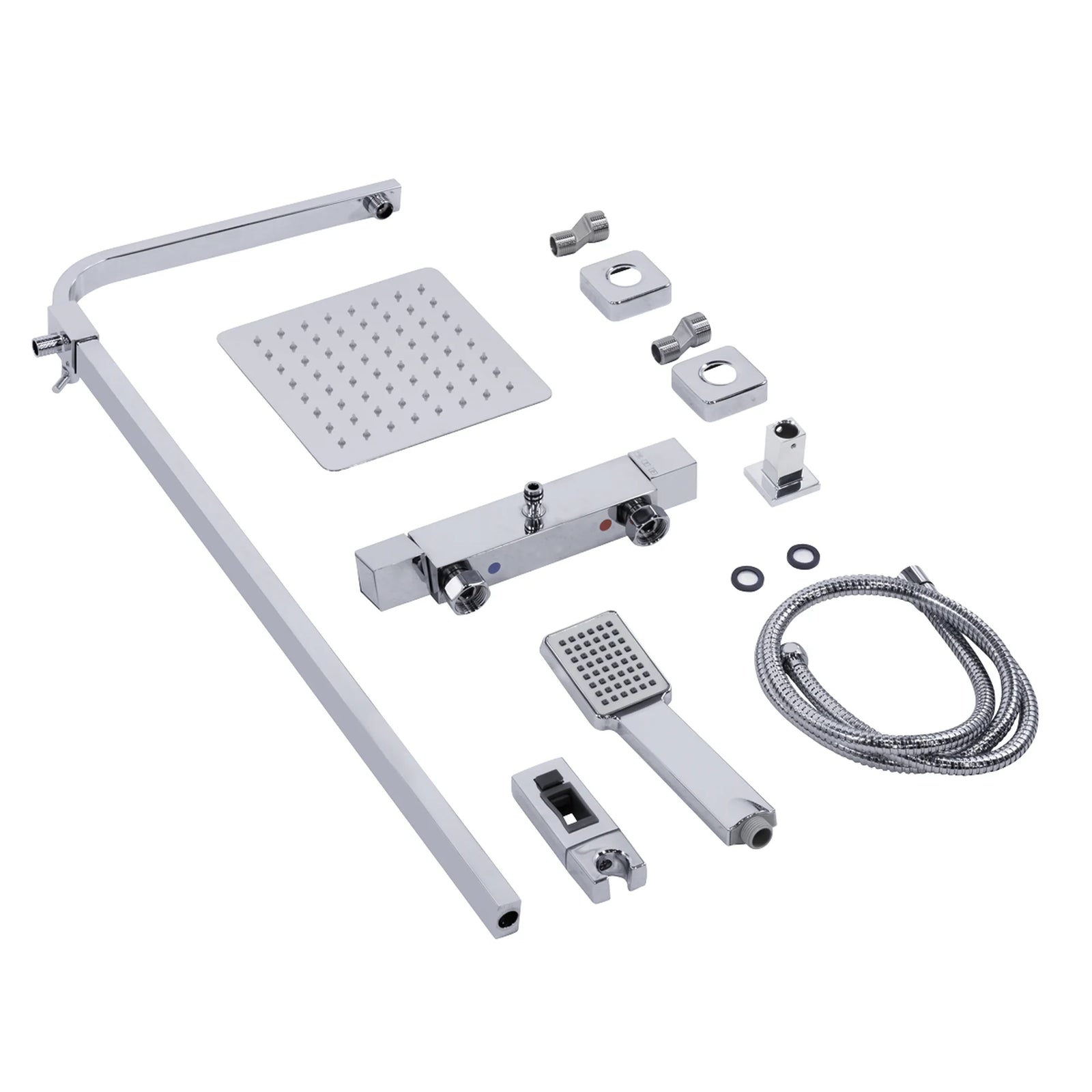 Baridi Thermostatic Shower Mixer Set 20x20cm Square Head